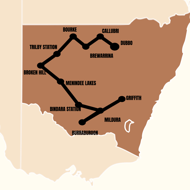 Down The Darling Tour Map